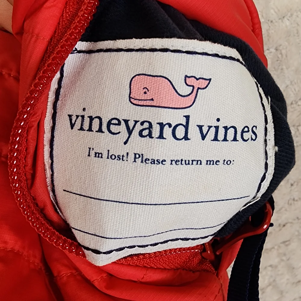 Vineyard Vines Red Plaid Reversible Kids Puffer Vest Girls‎ Size Small 7-8